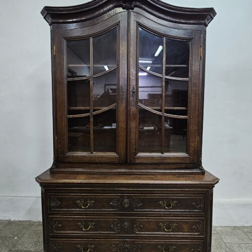 Stary dębowy kredens ludwikowski Rocaille biblioteczka