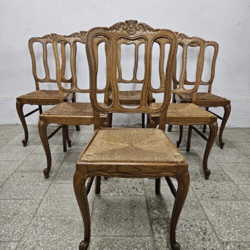 Krzesła ludwikowskie Francja 6 sztuk trawa morska