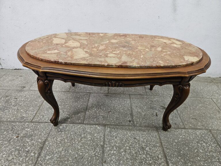 Antyczne stoliki kawowe -Ludwikowski stolik kawowy z blatem marmurowym