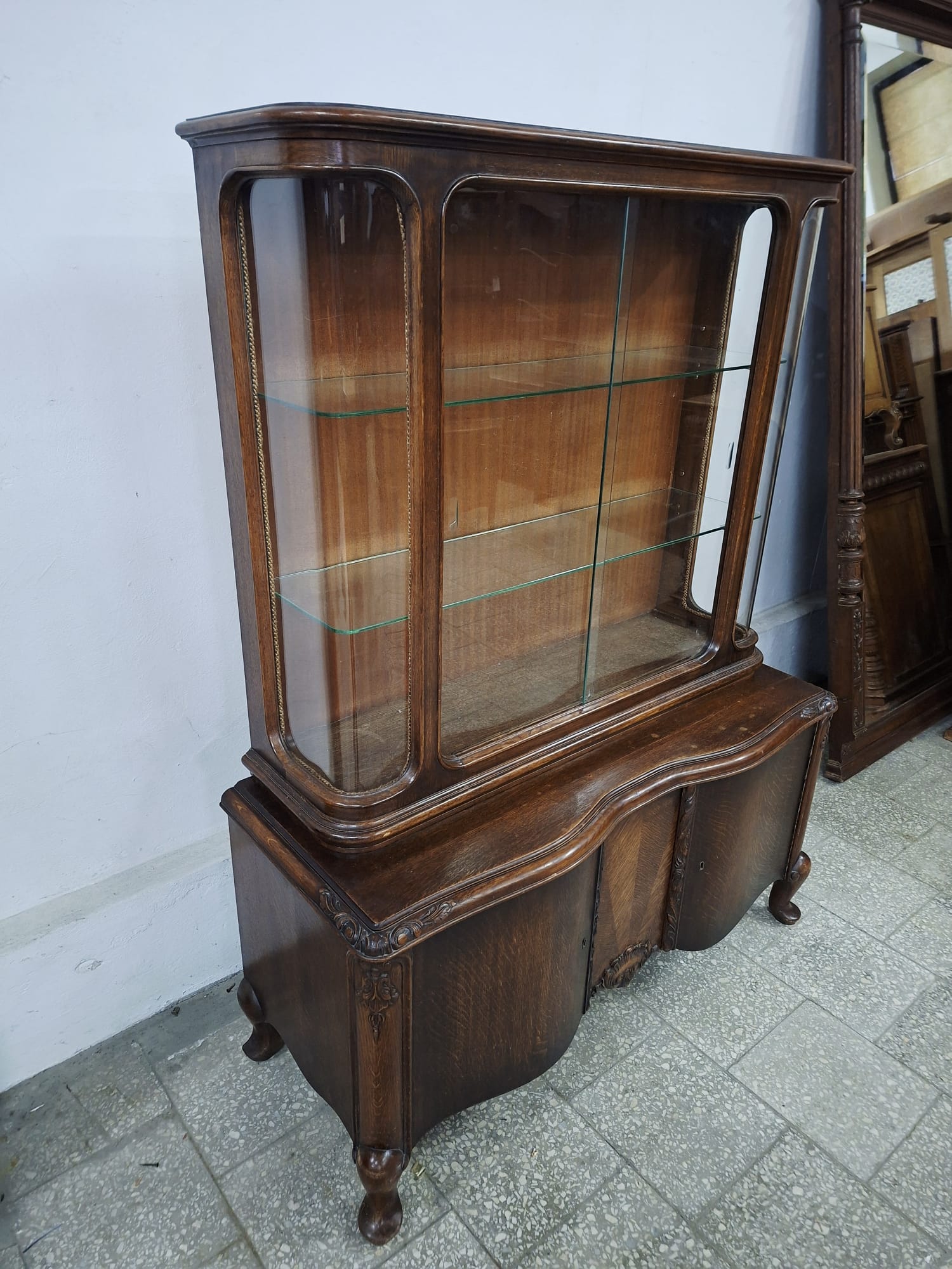 Komplet mebli chippendale do jadalni komoda witryna stół 8 krzeseł - obrazek 3