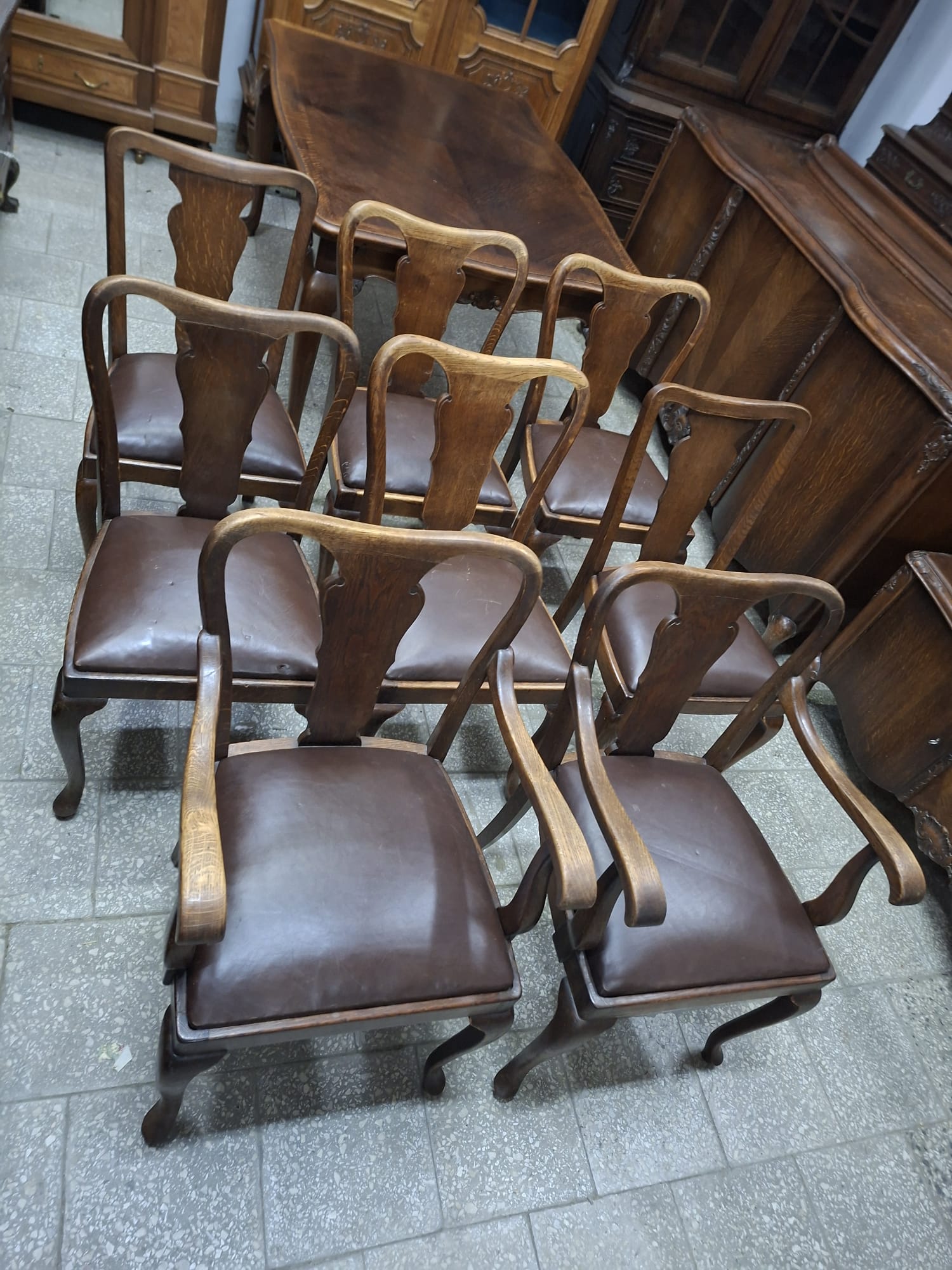 Komplet mebli chippendale do jadalni komoda witryna stół 8 krzeseł - obrazek 11