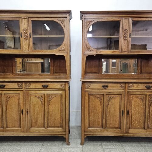 Stary dębowy kredens secesyjny z Francji