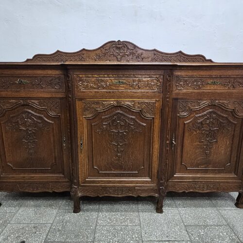 Piękna rzeźbiona francuska komoda ludwikowska ciemna