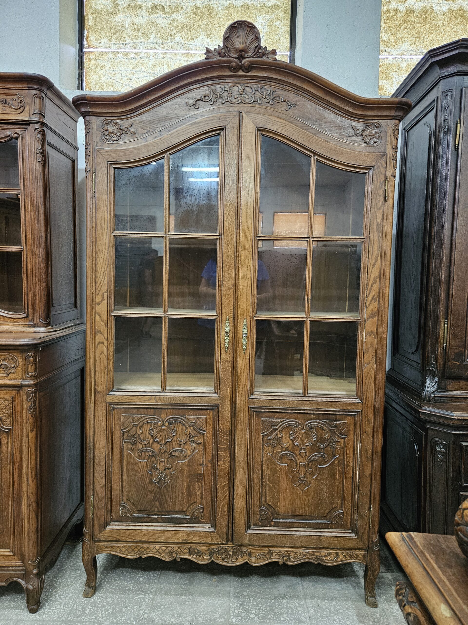 Stara dębowa biblioteczka ludwikowska witryna Francja - obrazek 8