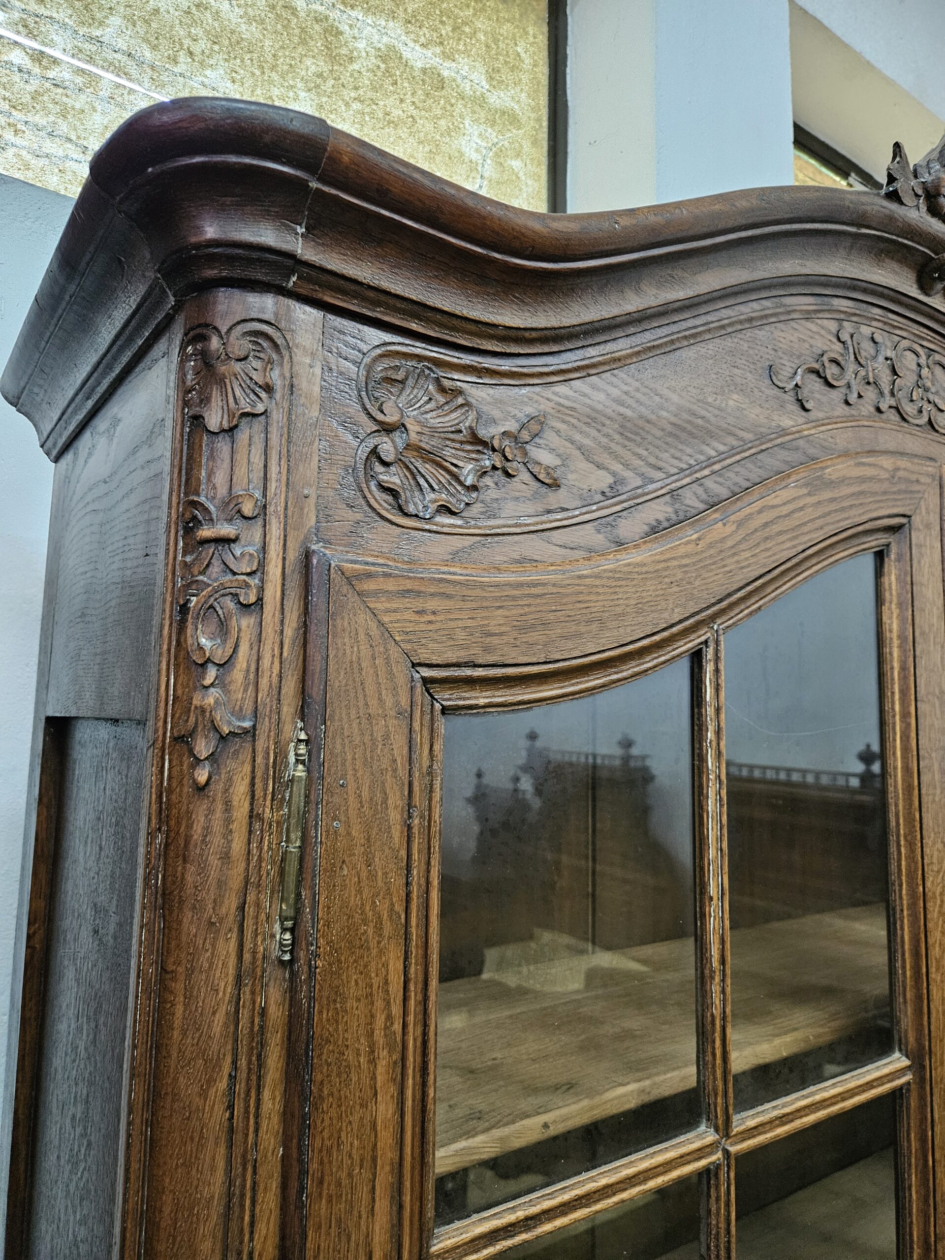 Stara dębowa biblioteczka ludwikowska witryna Francja - obrazek 4