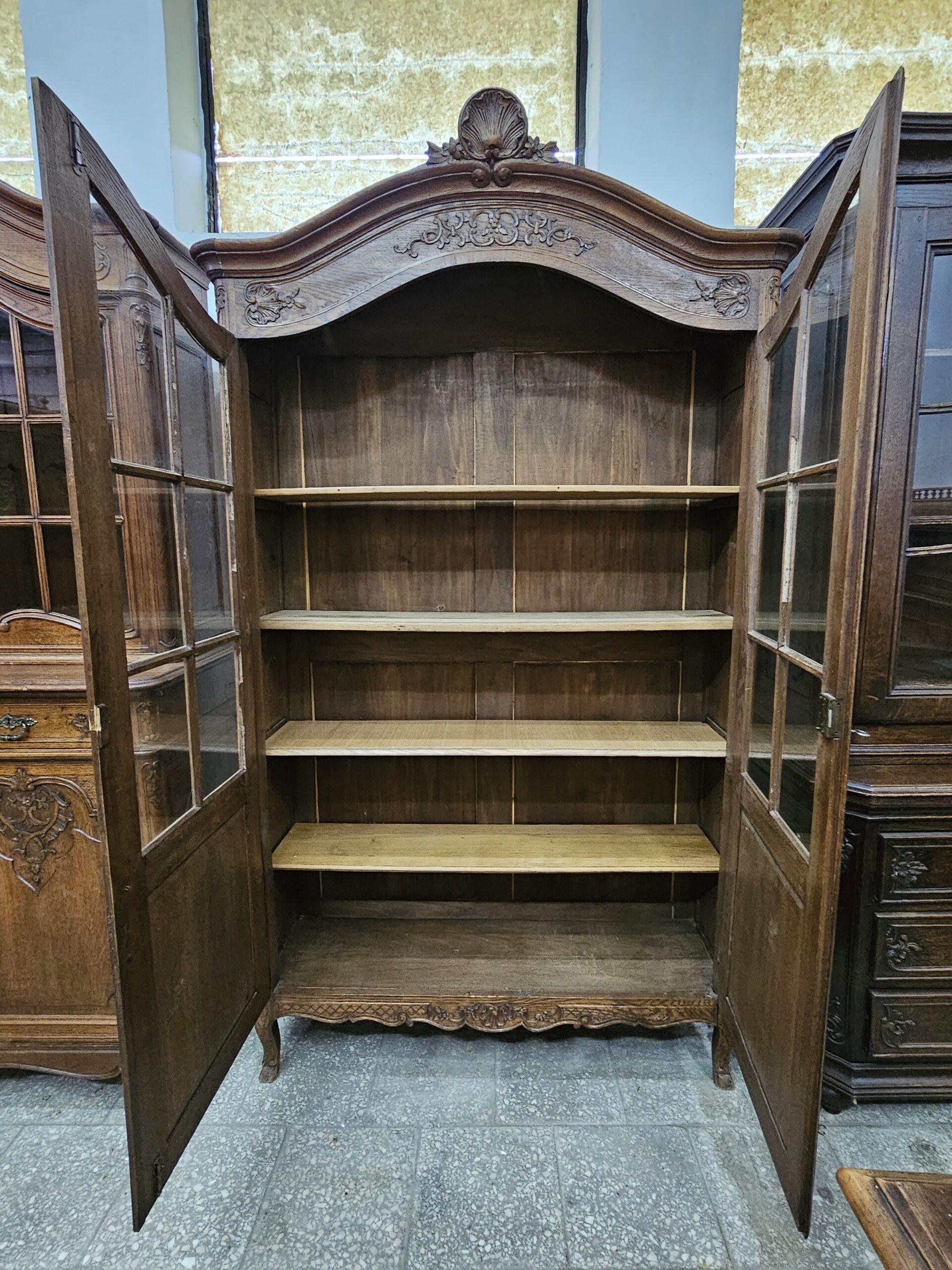 Stara dębowa biblioteczka ludwikowska witryna Francja - obrazek 6
